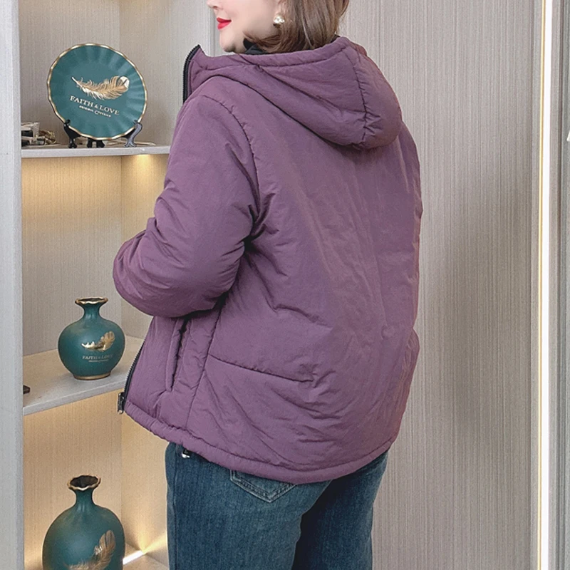 3XL 5XL PLUS SIZE Women's Parka Fall Winter Loose Reversible Hooded Padded Coat 393