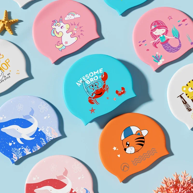 Kids Swimming Cap Cartoon Cute Animal Printed for Swimming swimming cap
