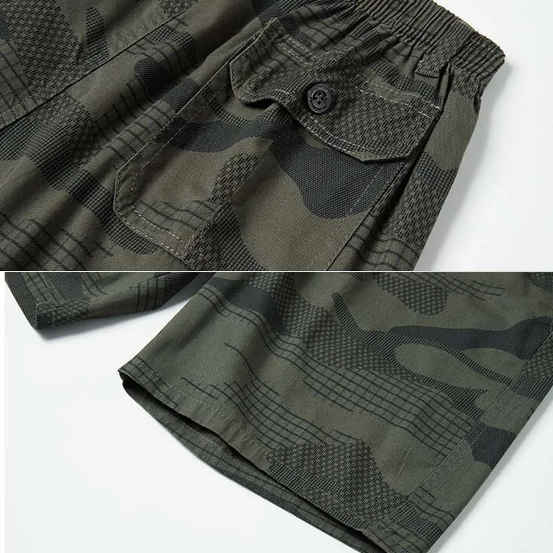 Men Summer Cotton Shorts Camouflage Classic Retro Half Pants Outdoor Hiking Fishing Tactical Bermudas Masculina Plus Size L-5xl