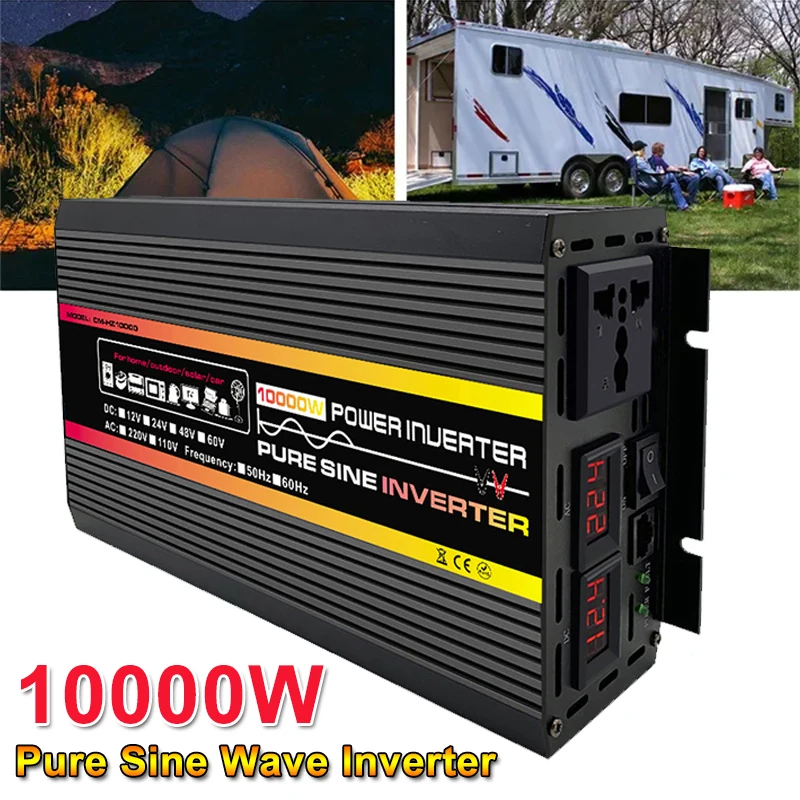 

10000W Peak Power Home/Car Inverter DC 12V/24V/48V/60V To 110V/220V Portable Pure Sine Wave Inverter