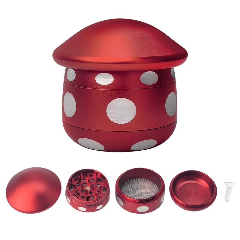 4 Layers Aluminum Tobacco Grinders for Smoking Mushroom-shaped Cigarette Spice Cutter Metal Pipe Accessories Herb Mills