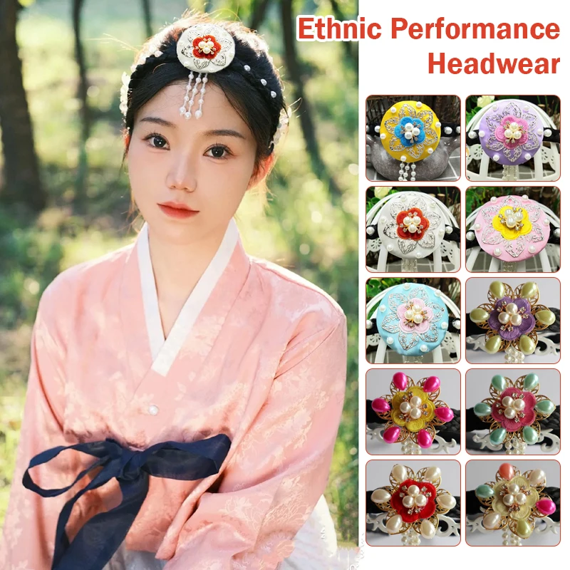 Korean Style Girls Headband Hanbok Stage Performance Costume Hairband Traditional Adult Bride Korean Ethnic Hair Accessories