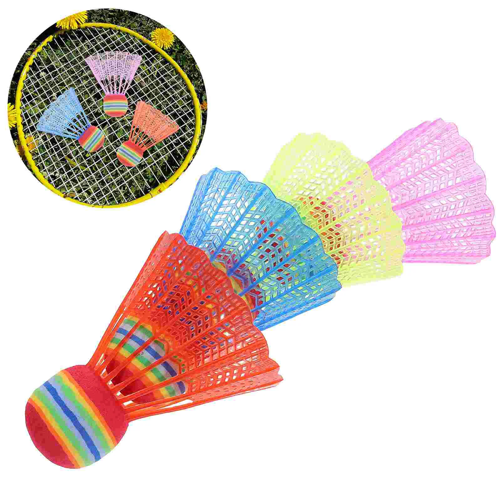 12 Pcs Colored Badminton Game Playing Equipment Birdies Training Kids Toy Sports Self Returning Shuttlecock Sparring