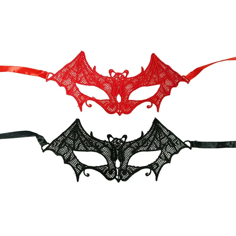 Black Lace Sexy Mask Bat Mask Eye Face Covering Mesh Halloween Headwear Accessories Party Props
