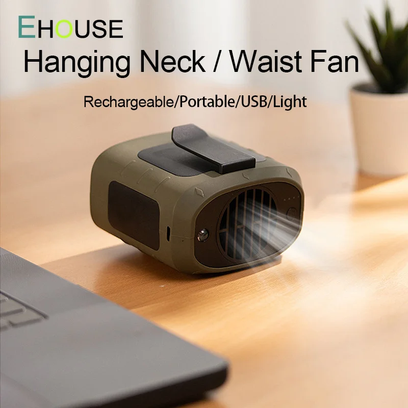 

Hanging Neck/Waist Fan 8000mAh USB Portable Rechargeable Fan Built-in Flashlight Bladeless 3 Speed Outdoor Sports Electric Fan