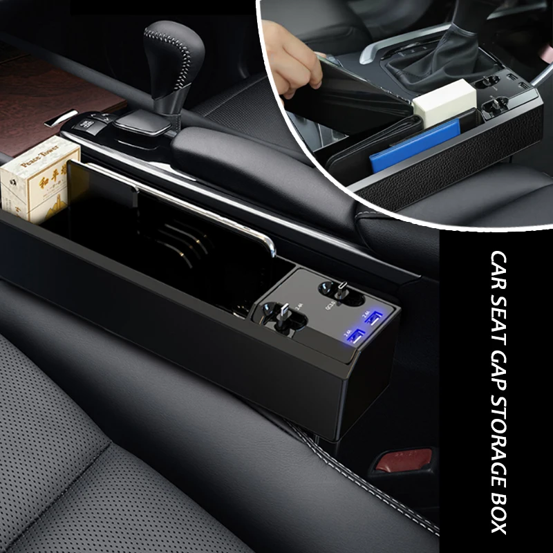 Boîte de rangement pour siège d'auto avec chargeur USB de
