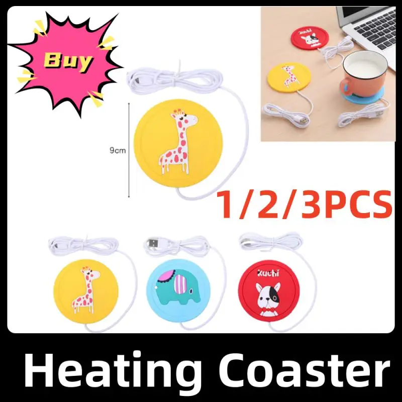 2/3Pcselectric Heating Coaster Mug Heater Desktop Cup Warmer Per Caffè Milk Tea Usb Power Cartoon Termostatico Mat Kitchen Tool