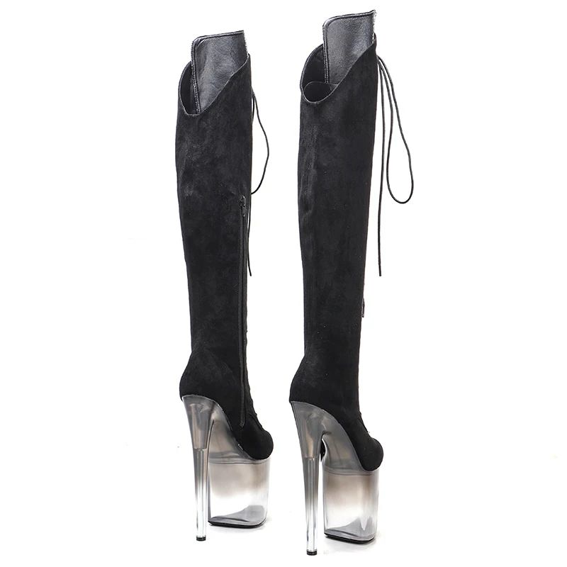 Leecabe  20CM/8inches  suede Pole dance shoes High Heel platform Boots closed toe Pole Dance boot