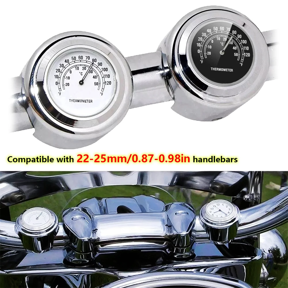Motorcycle handlebar clock universal 7/8" waterproof chrome motorcycle bike handlebar mount quartz clock watch aluminum luminous clock moto accessories
