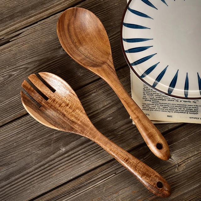 1 Pezzo Set Utensili Da Cucina In Legno Massello Naturale