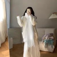 Шарф Dream Macaroon в тон, зимний мягкий мягкий комфортный шарф из искусственного кашемира с длинным воротником — изображение 3