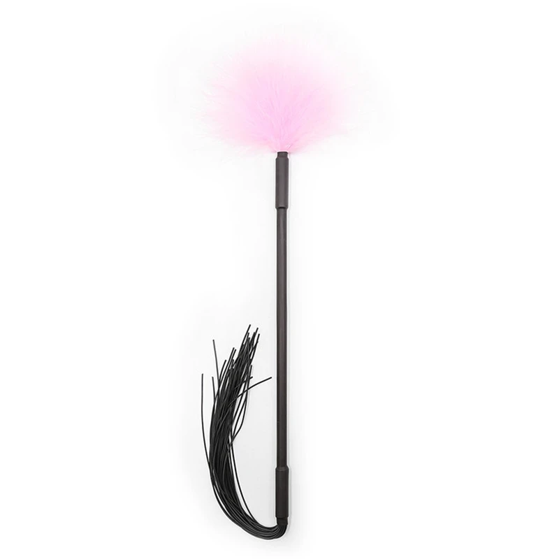 

Feather Horse Whip,47cm Horse Whip,Costumes Props,Plastic Handle with Rubber Tassels