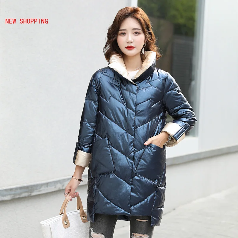 New Women Full Sleeve Parkas Coat Cotton Padded Long Over Knee Thick Warm Black Coat Casual Clothing