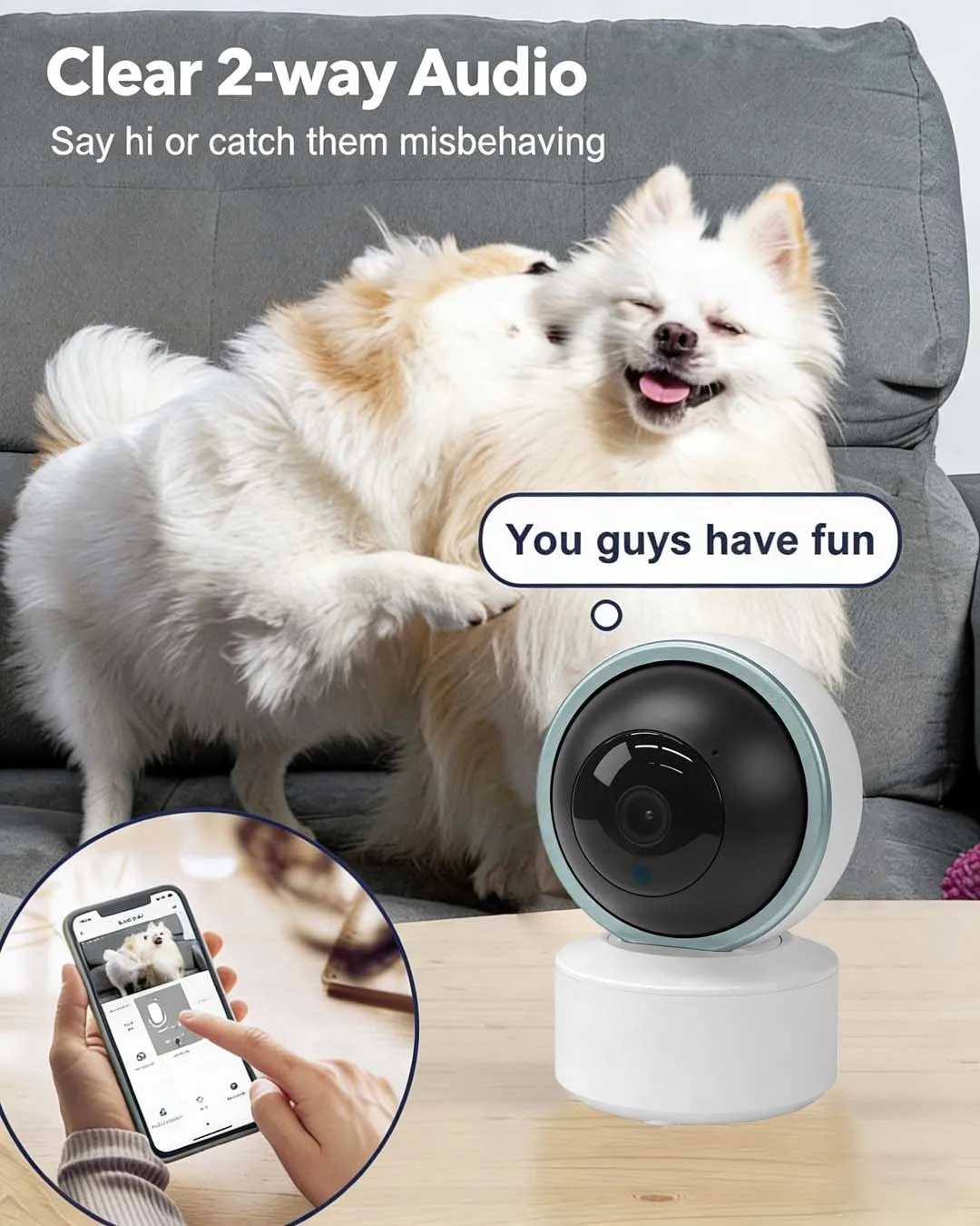 PEGATAH Tuya Smart Camera 2K Security Protection Wifi Surveillance 2.4GHz Indoor Baby Night Vision 355° Pan & Tilt 2-Way Audio 4