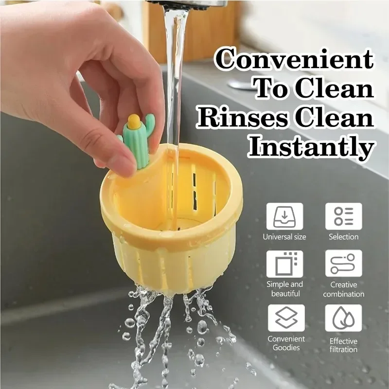 thumbnail image 2 of 2-Pack Cactus Sink Strainers - Automatic Pressing Drain Filters With Waste Collector 2 of 11