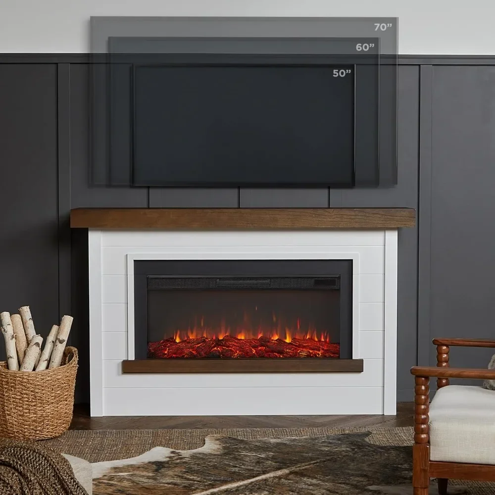 Bernice 67" Landscape Electric Fireplace with Mantel for Living Room or Bedroom, Replaceable Fireplace Insert Heater 5