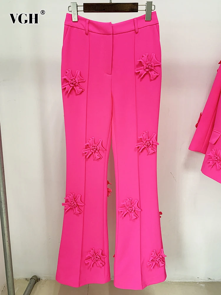 

Женские лоскутные брюки с аппликацией VGH, однотонные длинные брюки для похудения с высокой талией, модная одежда, 2023