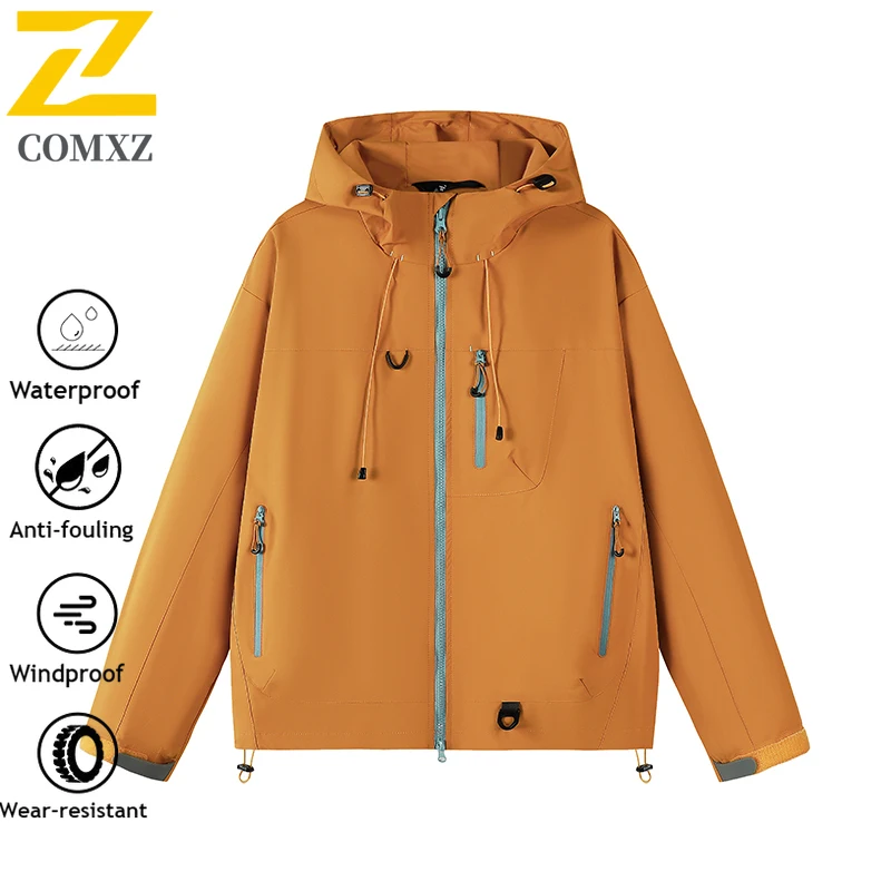 High quality Outdoor Hooded Chambray Jacket Waterproof Windproof  Men Women's Unisex Windbreaker Apparel Camping Hiking Best