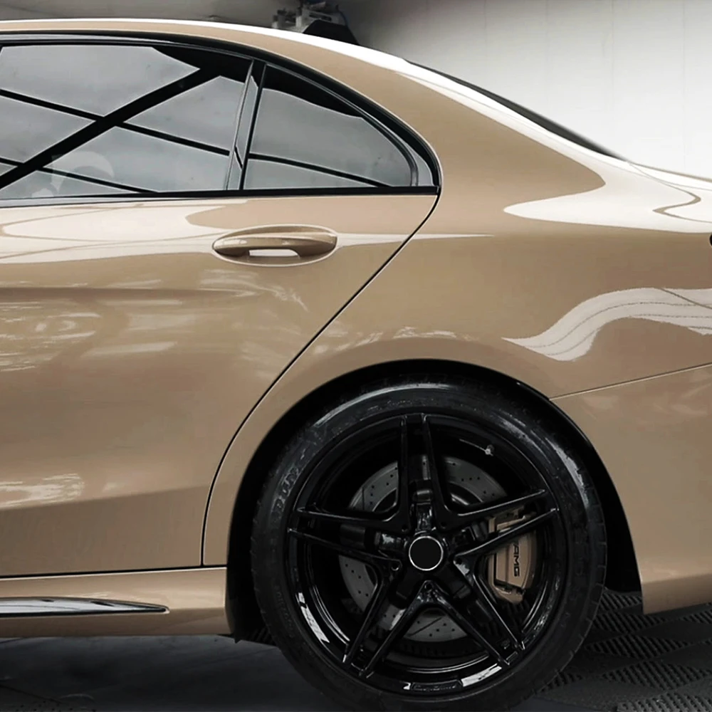 PET Ultra Gloss Sand Beige Vinyl Wrap Roll Film Car Stickers Waterproof Self Adhesive Decals Car Wrapping Foil Decor Accessories