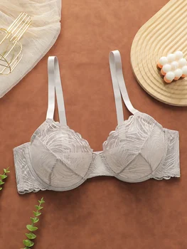 Curvy Women Plus Size Floral Lace Underwire Bra Unpadded Unlined Push Up Bras Full Coverage Comfortable Everyday Lingerie