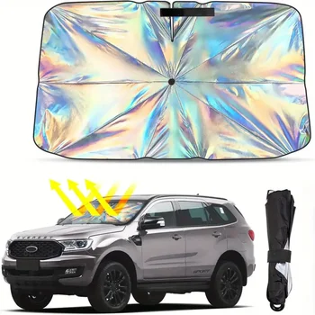 Windshield Sun Shade Umbrella, Foldable Car Sunshade with UV Blocking - Protect Car from Sun Rays & Heat Damage Keep Cool 1