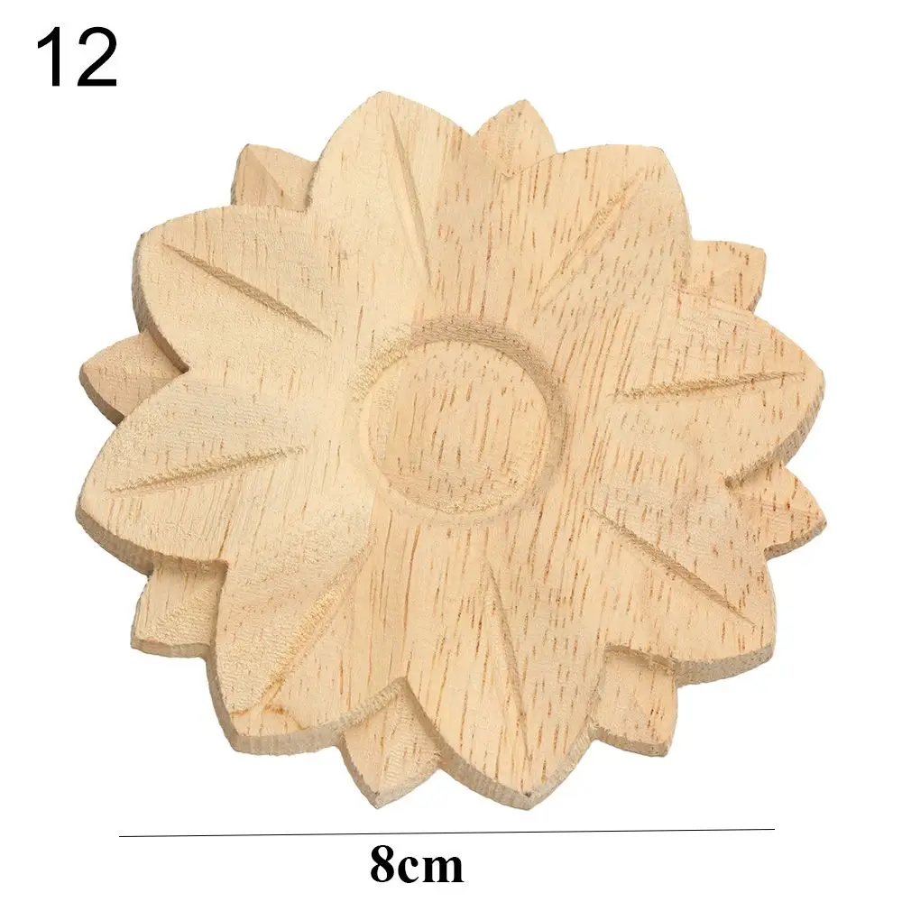 Natural Floral Carved Wooden Decorative Figurine Craft Frame and Corner Applique
