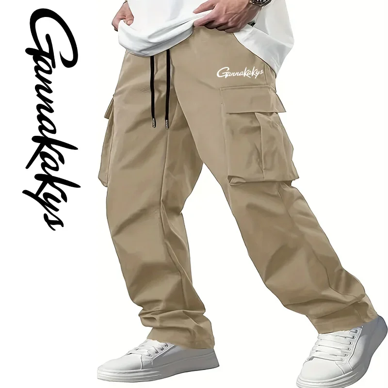 Summer Fishing Pants, Men's Breathable Multi Pocket Pants, Travel Windproof Hiking Loose Casual Workwear Pants