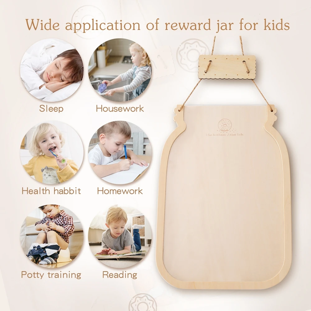 Baby Montessori Toys Kids Wooden Reward Jar Personalized Educational Toy Children Reward Record Bottle Star Doughnut Slices Gift