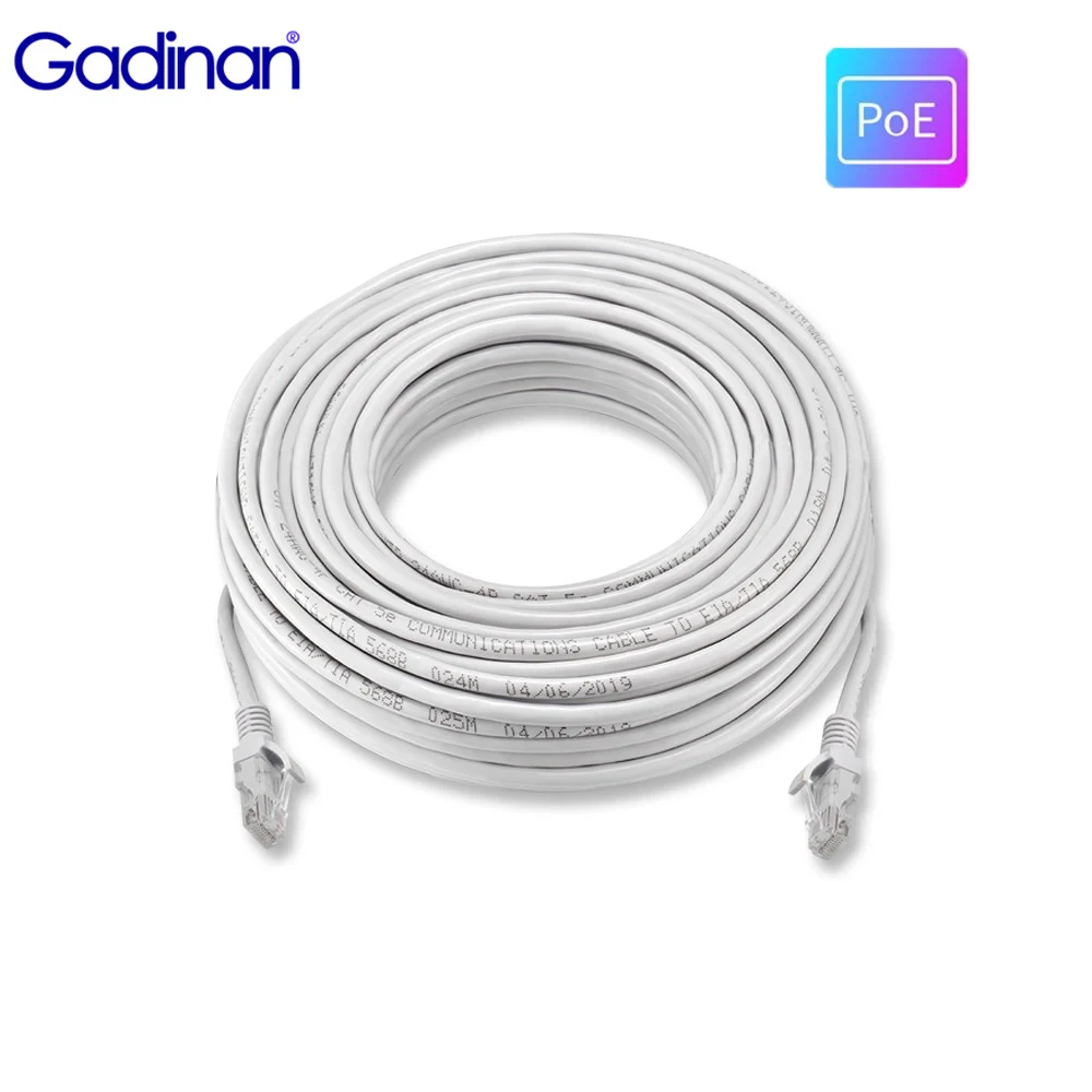 

Gadinan CCTV Cable 10M 20M 30M 50M CAT5E Patch Ethernet Network RJ45 LAN Outdoor Waterproof Cable For CCTV POE IP Camera System