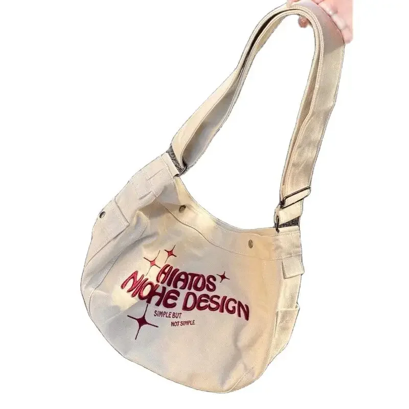 Single Simple Canvas Shoulder Bag Large Capacity Handbags For Women Casual High-Quality Messenger Versatile Luxury Crossbody Y2k