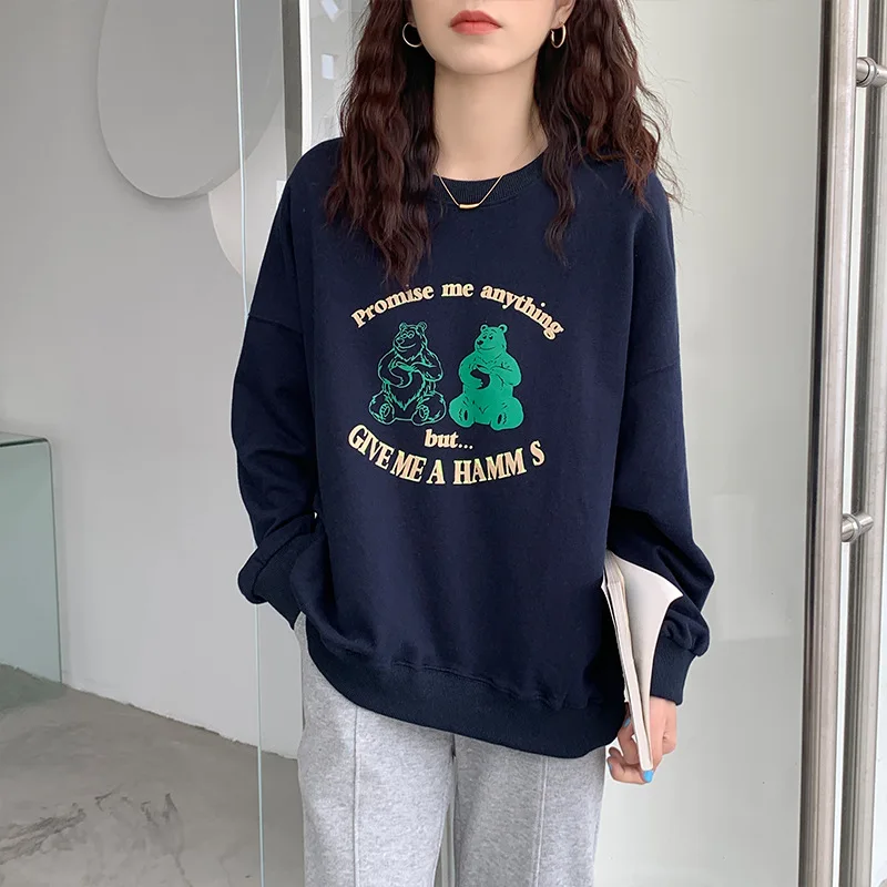 2022 Spring Autumn Sweatshirt Women New Fashion O-neck Thin Sweatshirt K-pop Long Sleeve Pullovers Loose Clothes