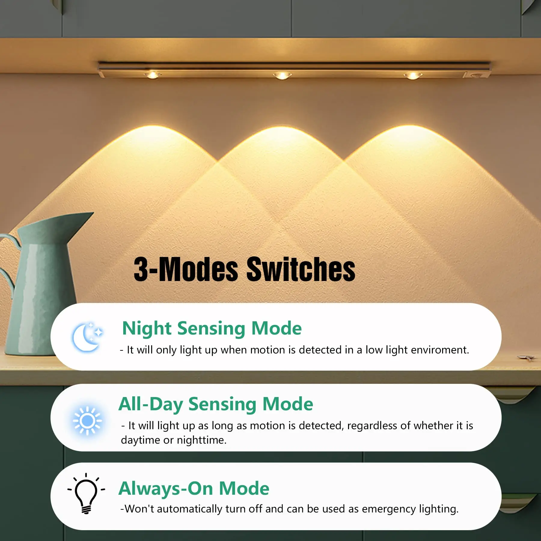 Description Picture 5 of itemIRALAN Motion Sensor Light Wireless LED Night Light Rechargeable Light Cabinet Wardrobe Lamp Staircase Backlight For Kitchen