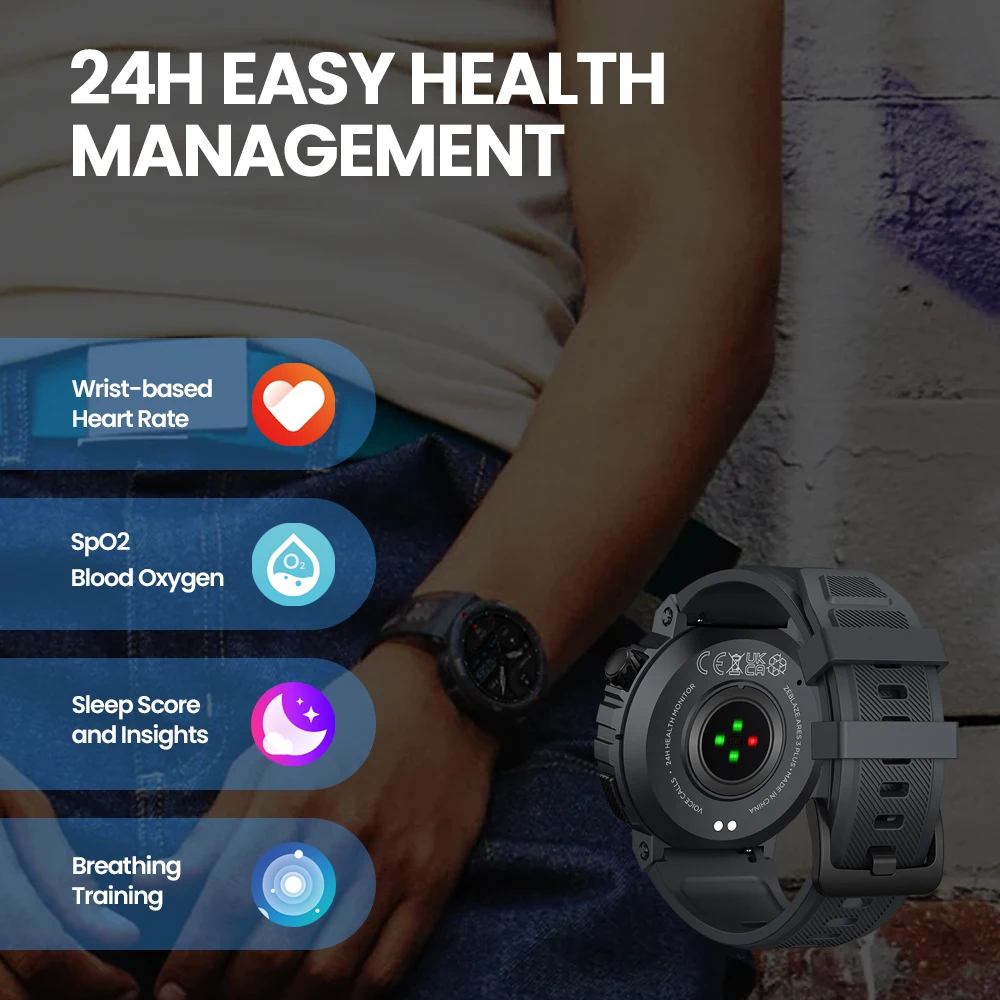 New Zeblaze Ares Plus HD AMOLED Display Smartwatch Voice