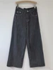 DEAT Women's Jeans High Waist Washed Striped Loose Straight Wide Leg Vintage Causal Denim Pants 2025 Spring New Fashion 29L8450 2
