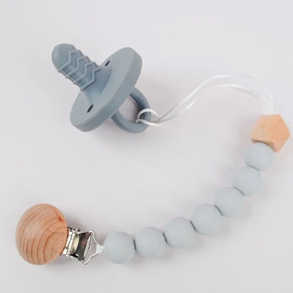 

Wood Pacifier Holder Clips Dummy Clips Soother Holder Baby Teether Toys Straps Octagonal Wood Beads Nipple Holder Clips