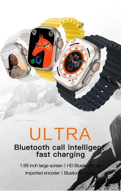 Smartwatch T800 Ultra Serie 8 Tela Full, carreg NFC App GPS