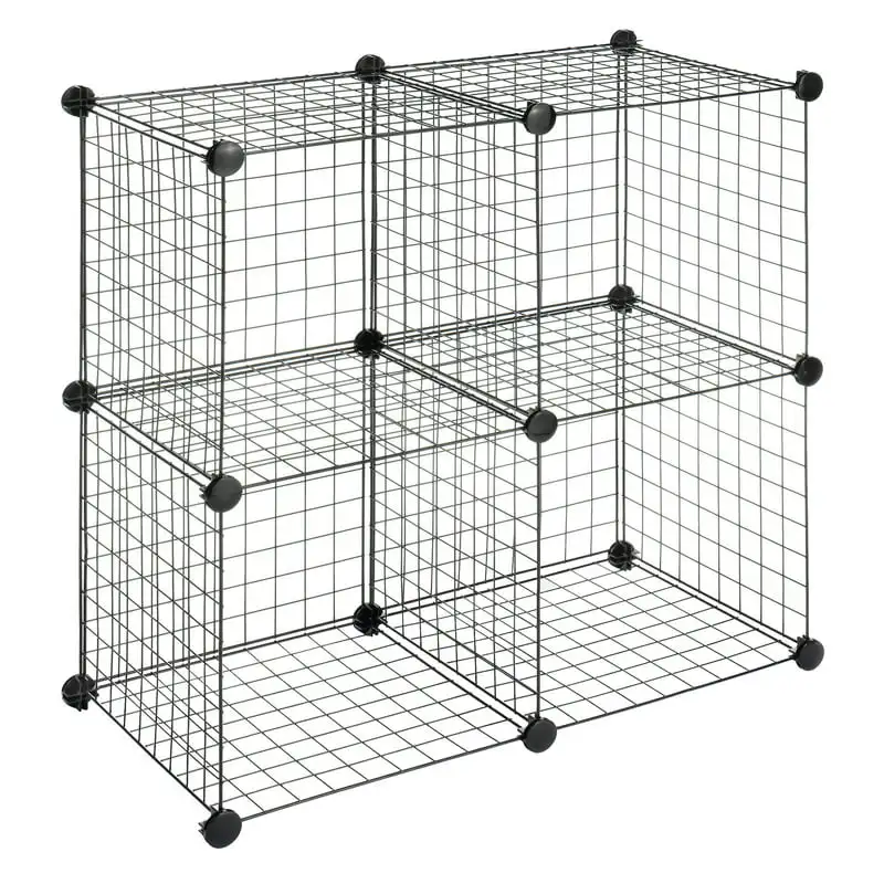 

Cubes Stackable Interlocking Wire Shelves Set of 4 Black 14.25 x 14.5x 14.5