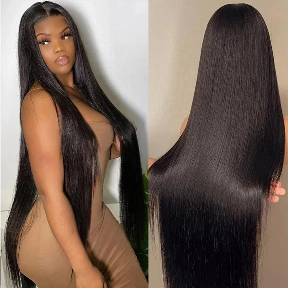 Bone Straight 13x6 HD Lace Frontal Wig 250 Density Human Hair Wigs Precut Lace 38 Inches Glueless Wig Human Hair Ready to Wear