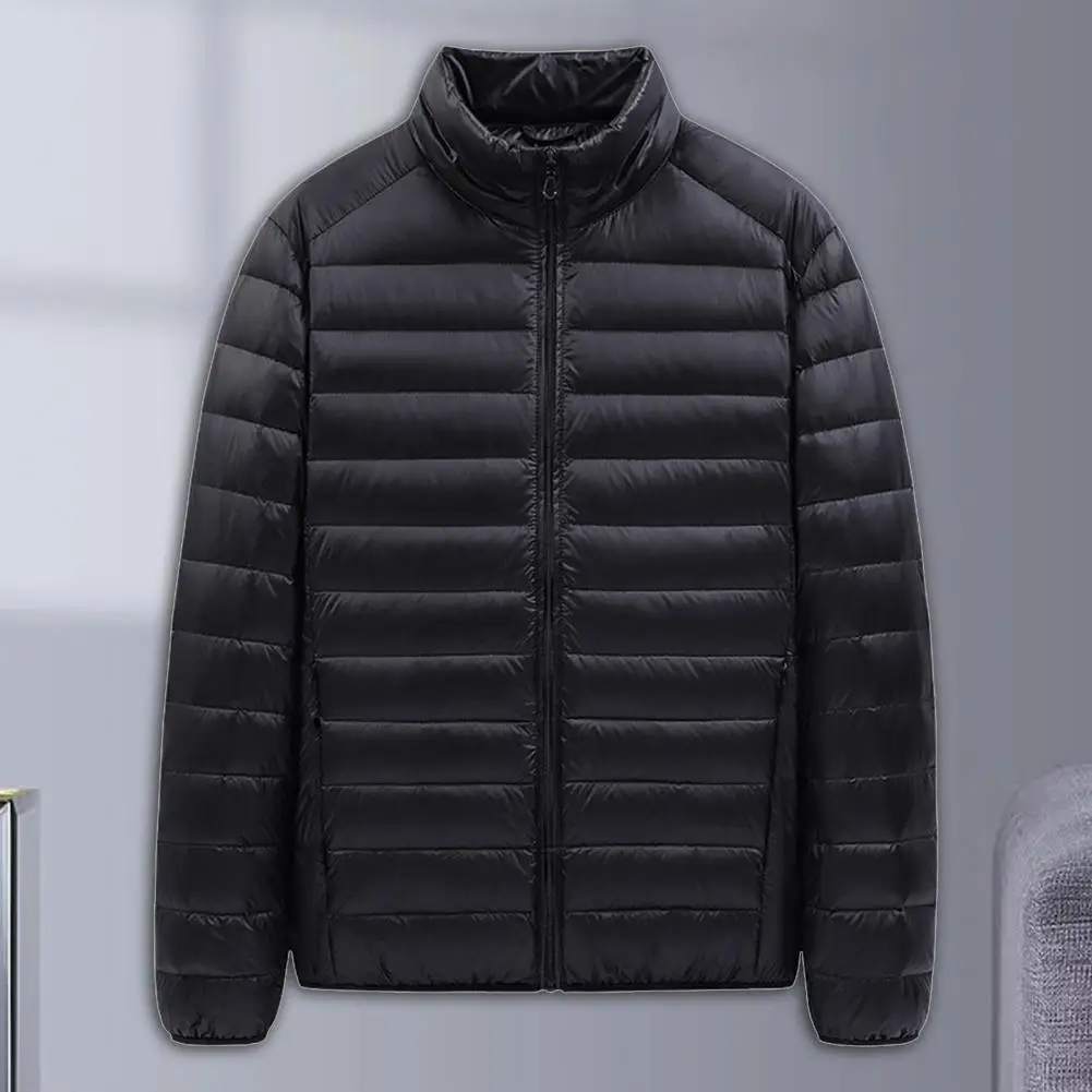 Stylish Casual Coat Ultra Lightweight Fine Stitching Winter Zipper Pocket Jacket  Men Outerwear Warm