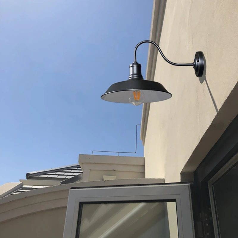 

Уличный светильник, настенное крепление, наружная лампа «гусиная шея», атласное черное настенное бра для сельского хозяйства, винтажная лампа с держателем «гусиная шея»