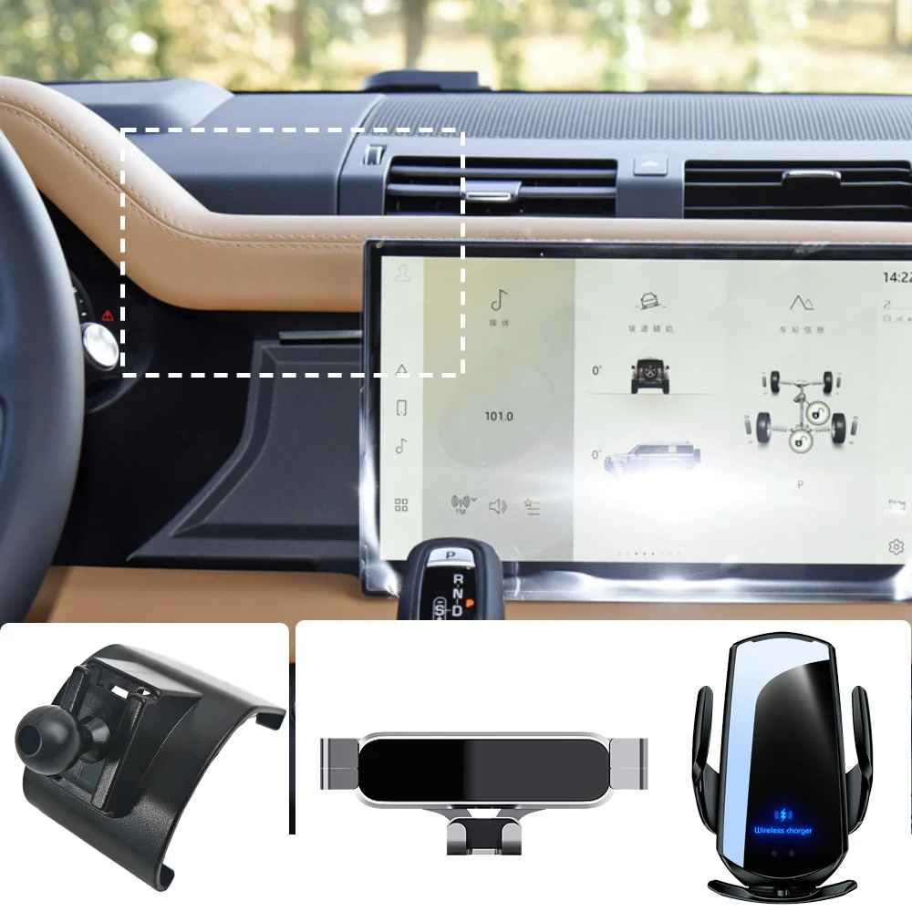 ランドローバーディフェンダー用の車の携帯電話ホルダー、ワイヤレス