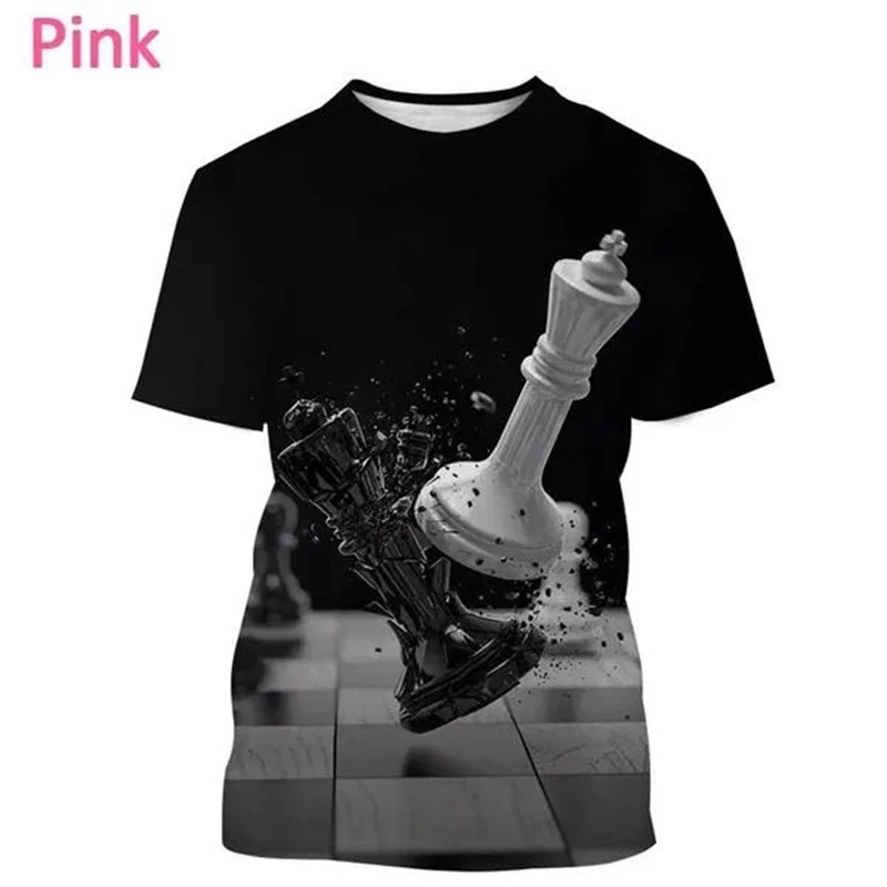 3D-Schach-Print-T-Shirt für Herren, lustiges Grafik-T-Shirt, Sommertrend, Harajuku, Oversize, Kurzarm, Freizeit, O-Ausschnitt, Oberteile, T-Shirts – Detail 6