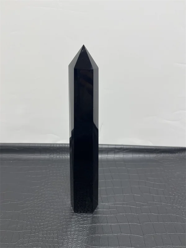 

800g Large nature black obsidian crystal gemstone point healing