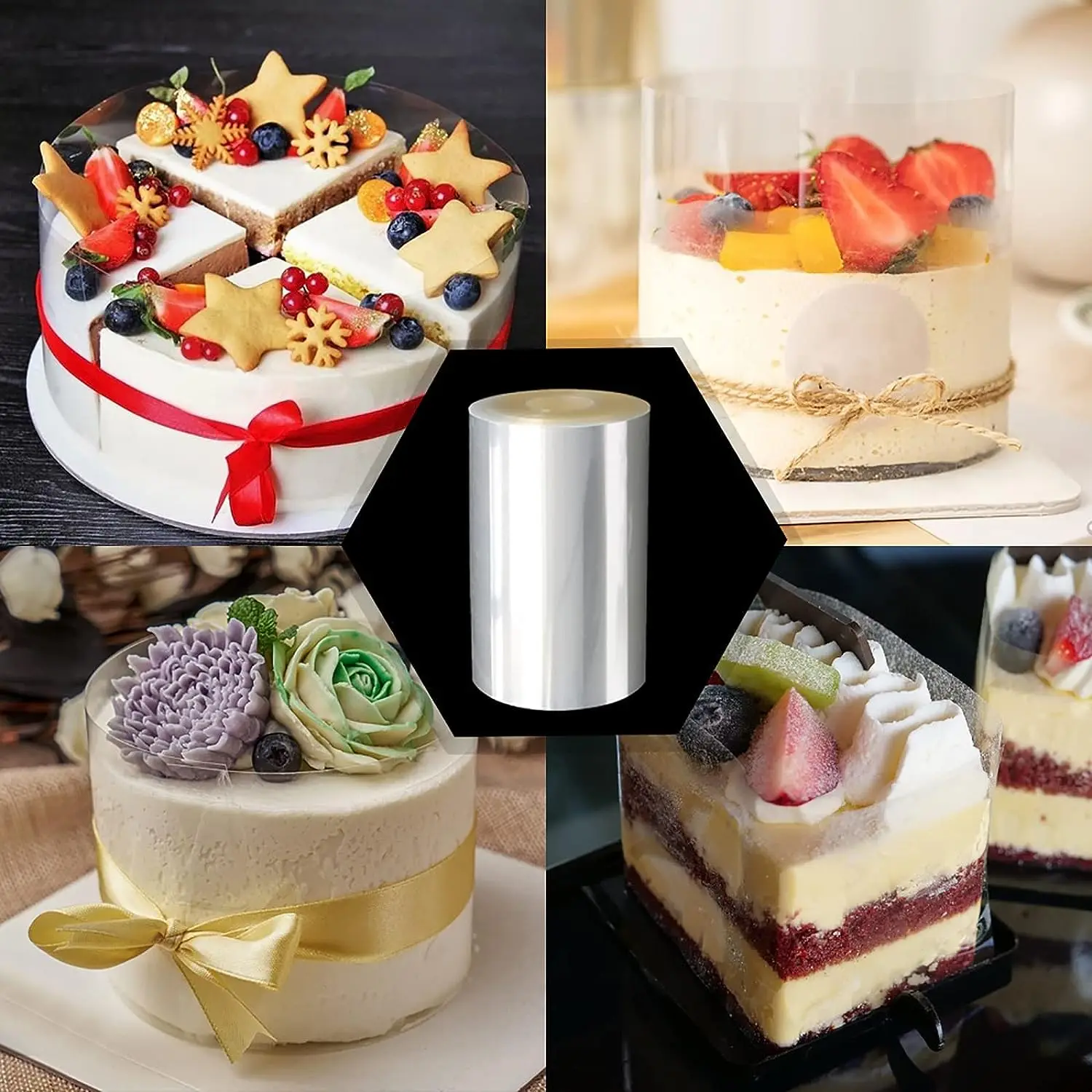 6/8cm Acetate Cake Collar Transparent Cake Roll DIY Acetate Sheet Plastic Wrap Clear Strips for Mousse Baking Decorate cake film