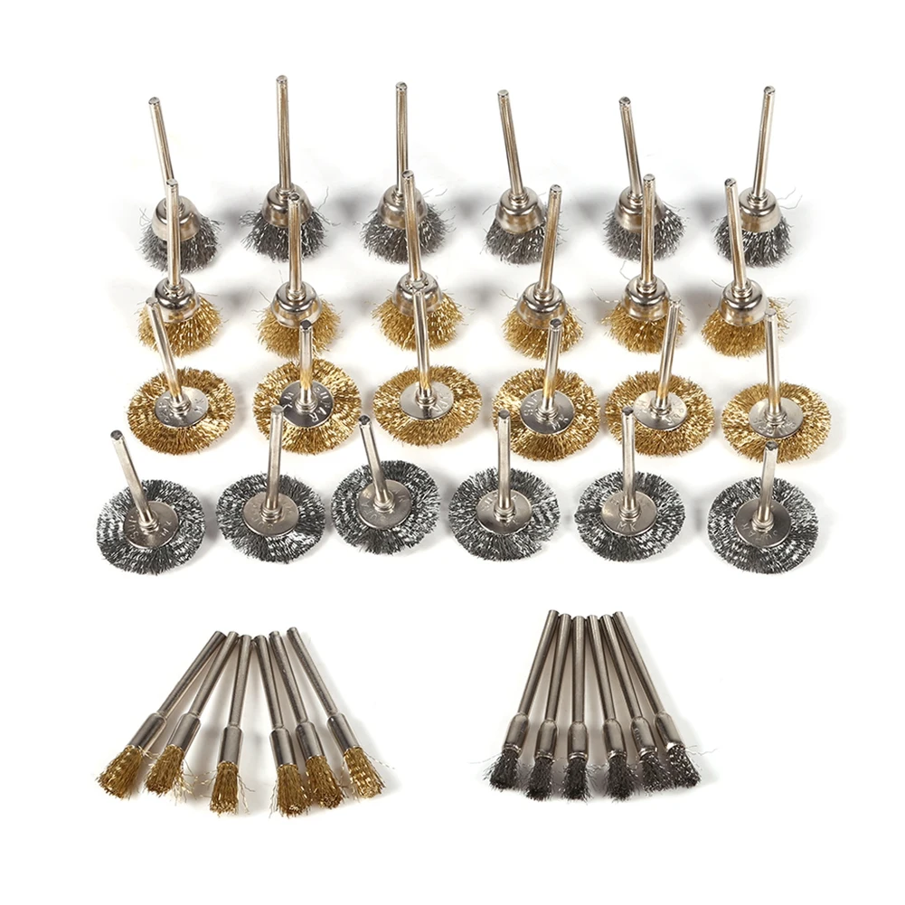 36pcs Brass Steel Wire Brush Set Pen Cup Wheel Shaped Polishing Cleaning Rotary Tools Full Kit 36pcs lot for ue75f6400awxxc ue75f6400awxxh ue75f6400aw ua75f6400 ua75f6400aw ua75f6400ar ua75f6400am ue75f6370 ue75f6400akxxh