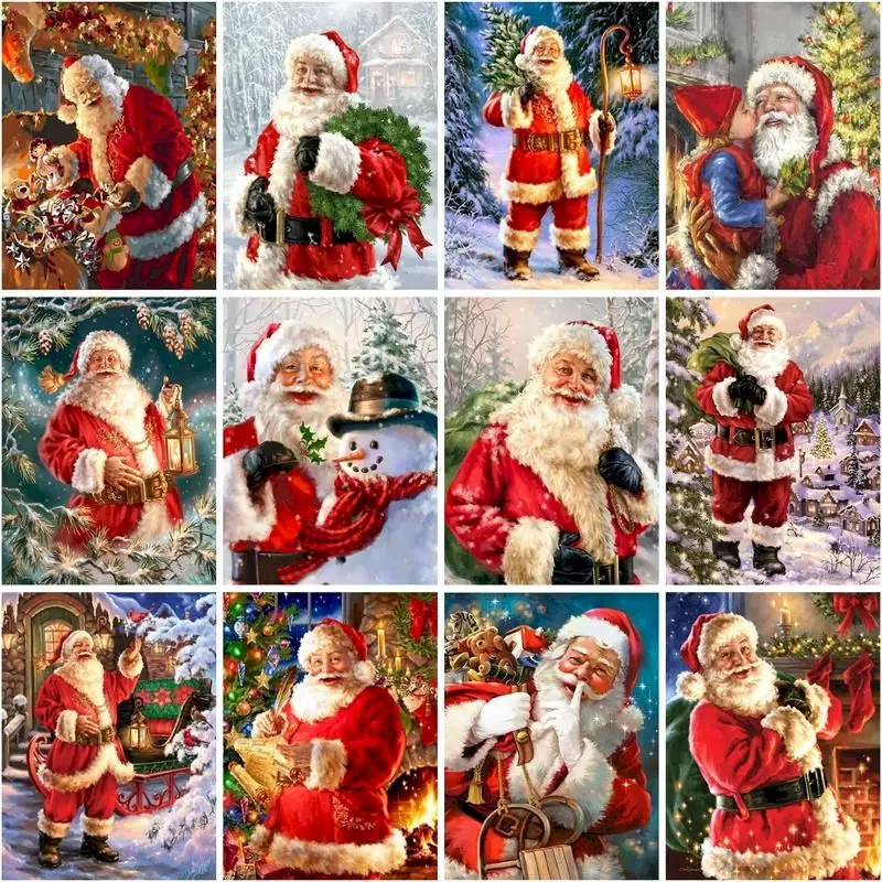 

GATYZTORY Pictures By Number Santa Claus Kits Home Decor Diy Painting By Numbers Drawing On Canvas Handpainted Christmas Gift