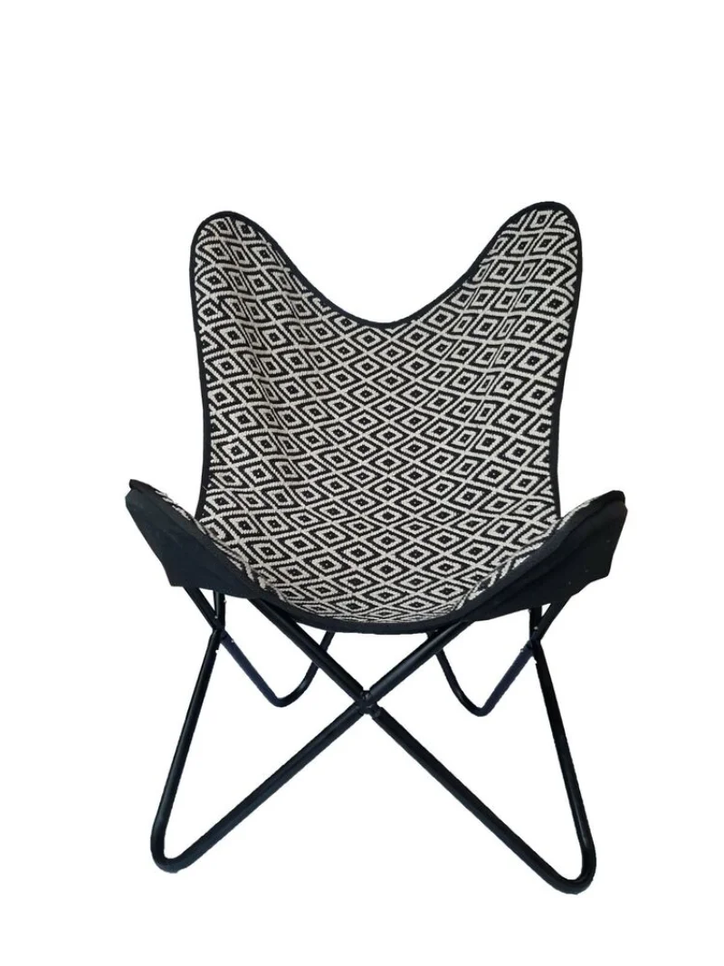 Chair Butterfly Leather Seat Folding Vintage Black White Home Sleeper Furniture