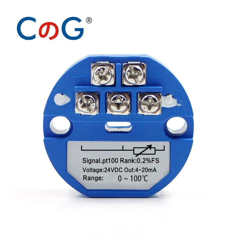 CG PT100  4-20mA 0-600 섭씨 열 저항 변환기 RTD 입력 4-20mA 출력 헤드 장착형 온도 트랜스미터