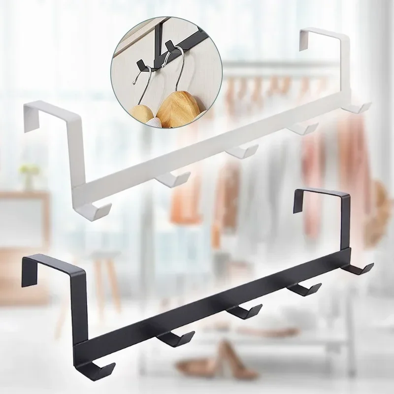 Coat Hook Rack Over Door 5 Hooks Home Organizer Metal Hanging Rack Cloth Coat Hat Hanger Bathroom Kitchen Accessories 1Pcs clothes rack clothes hook