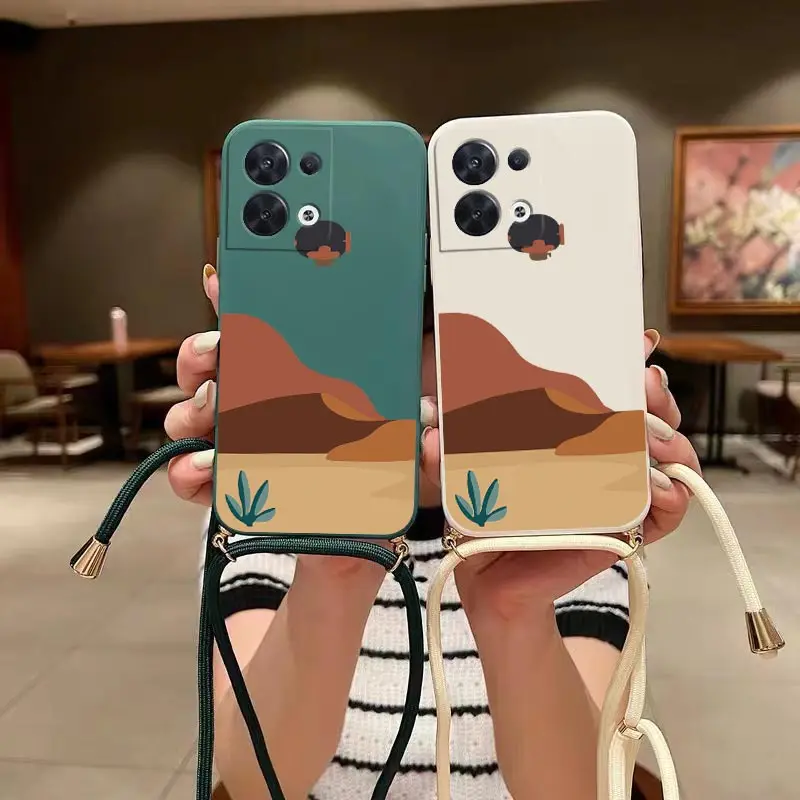 Custodia Per Telefono In Silicone Con Cordino A Tracolla Sand Dunes Per Oppo Reno 8Pro 8 8T 10Pro 10 10Proplus 6 6Lite 7 7Lite 7Z 5F 6Pro 5 Cover